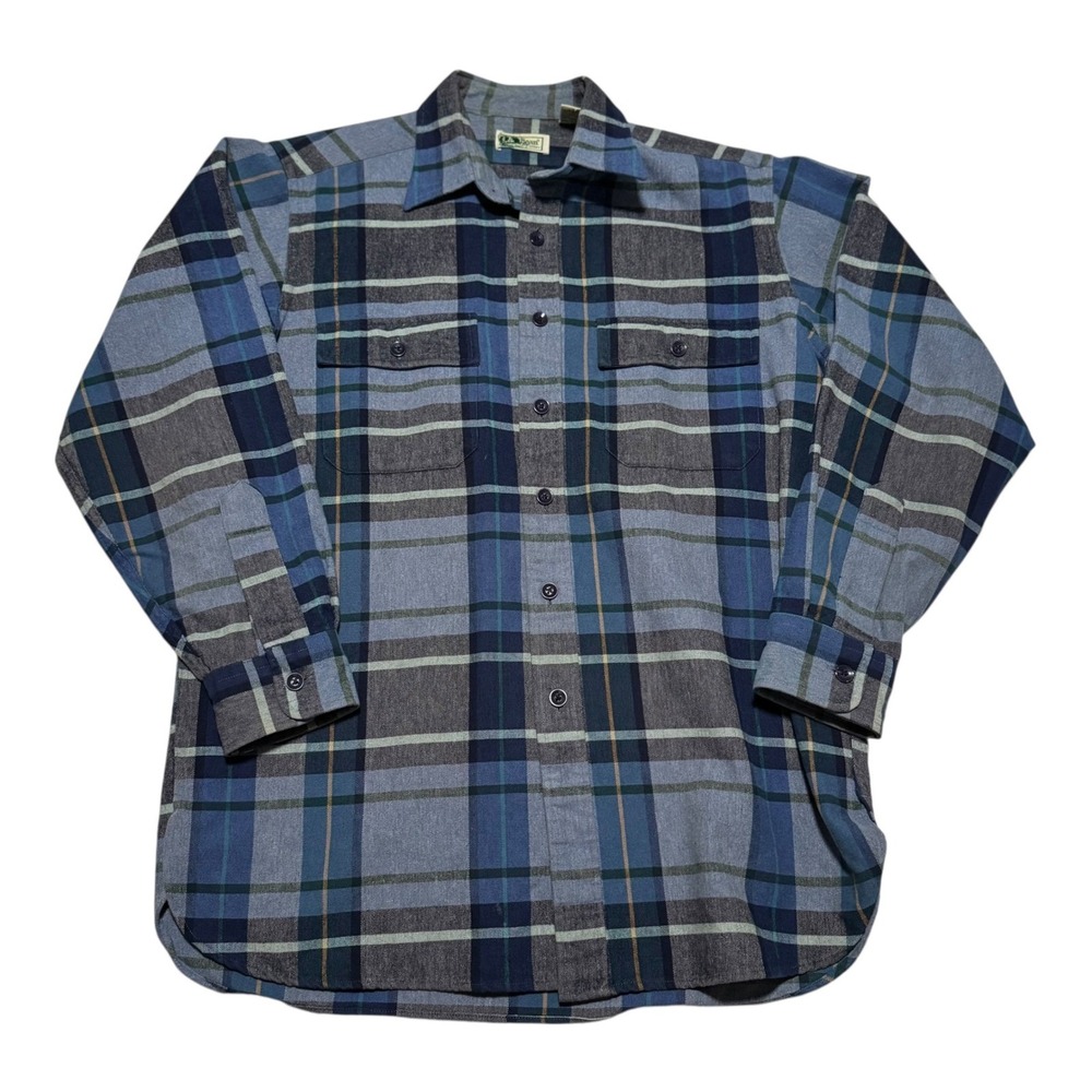 Vintage L.L. Bean Blue/Black Plaid Casual Button Down Shirt Men's M Oversized